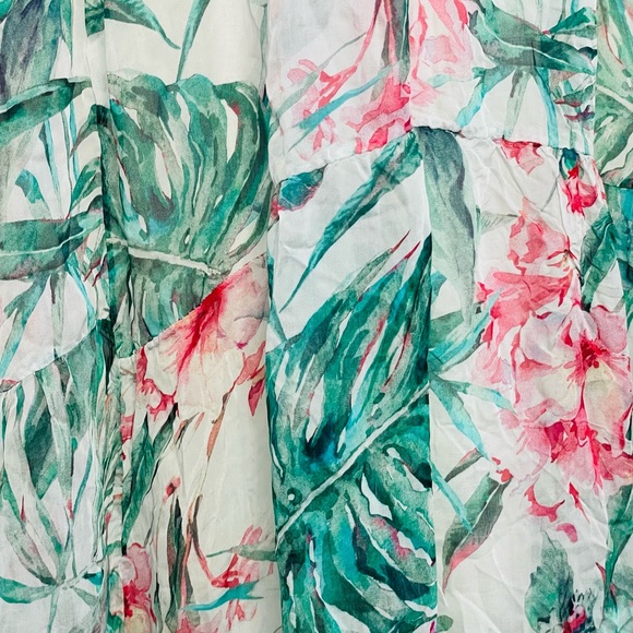 NWT $198 Italy Elena Baldi Silk blend floral Tropical FLOWING Maxi Tent Dress L - Picture 5 of 6